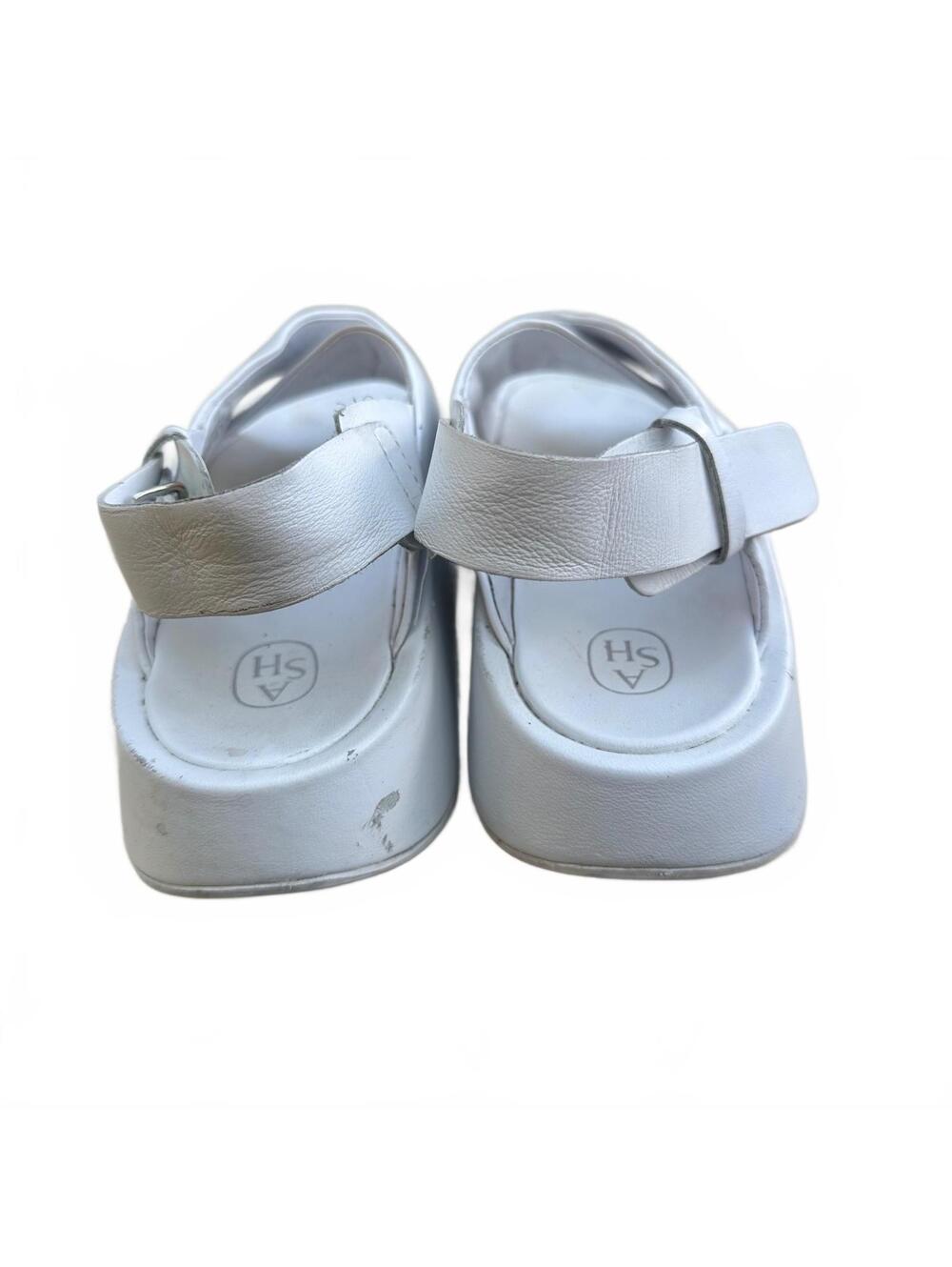 ASH White Leather Platform Cross-Strap Slingback Sandals Size 38 - Picture 2 of 12